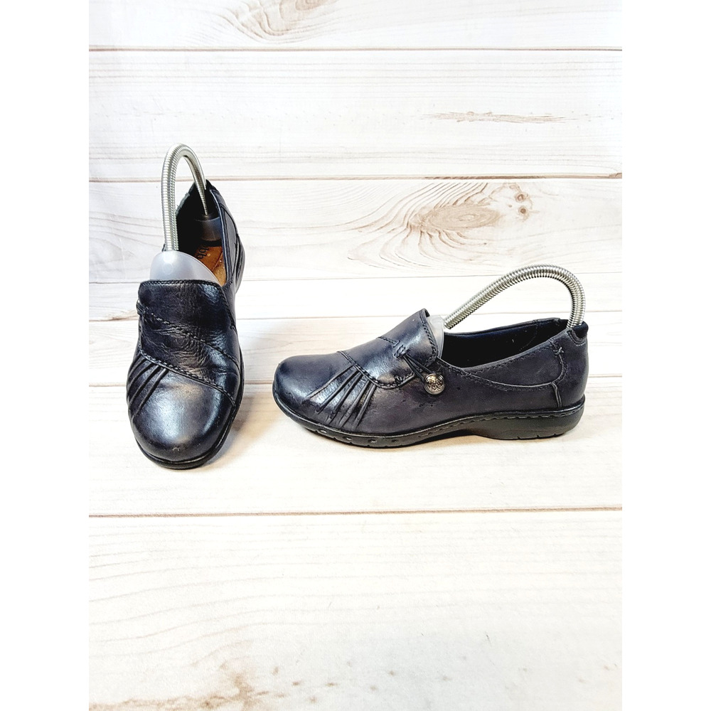 Cobb Hill by New Balance Paulette Leather Flat Navy Blue Loafer Wo's 6.5W Shoes